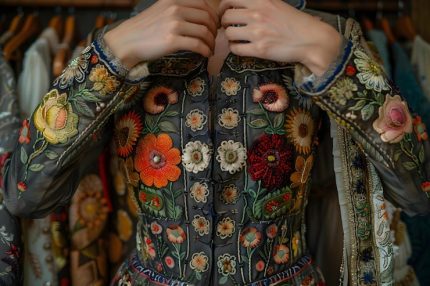 Hand-Embroidered Kuchi Dress, Vintage
